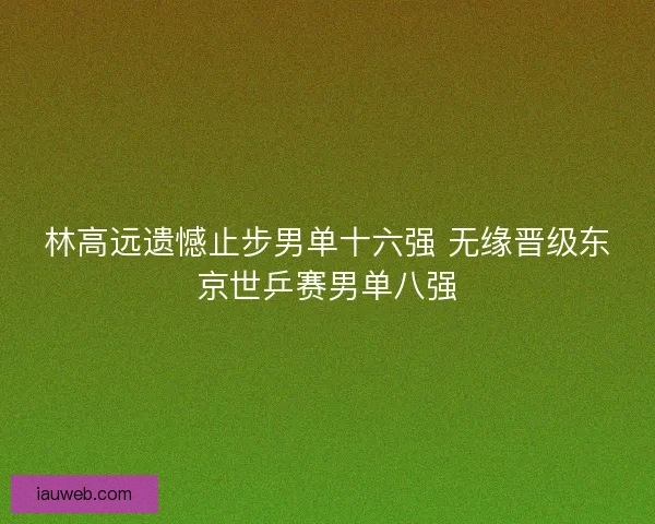 林高远遗憾止步男单十六强 无缘晋级东京世乒赛男单八强